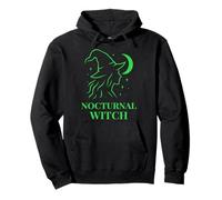 Nocturnal Witch Moon Magic Silhouette Witchcore Style Pullover Hoodie