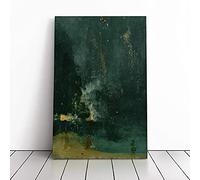 Nocturne In Black And Gold By James Mcneill Whistler | Canvas Wall Art Print | Framed & Ready to Hang Picture | Modern Home Decor for Living Room, Bedroom, Kitchen or Office | 30x20 Inches