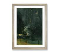 Nocturne In Black And Gold By James Mcneill Whistler Classic Painting Framed Print | A3 Oak Framed Wall Art | Ready to Hang | Classic Historical Picture | Living Room Bedroom Lounge Office