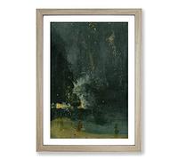 Nocturne in Black and Gold by James McNeill Whistler Framed Print | A2 Oak Framed Wall Art | Ready to Hang | Modern Nature Picture | Living Room Bedroom Lounge Office