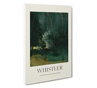 Nocturne in Black and Gold James McNeill Whistler Canvas Print | Gallery Wrapped 30mm Frame Wall Art | 30x20 inches | Ready to Hang | Contemporary Picture | Living Room Bedroom Lounge Office