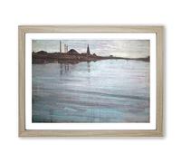 Nocturne In Blue And Silver By James Mcneill Whistler Classic Painting Framed Print | A2 Oak Framed Wall Art | Ready to Hang | Classic Historical Picture | Living Room Bedroom Lounge Office