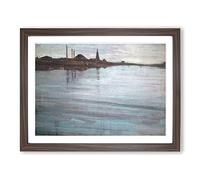 Nocturne In Blue And Silver By James Mcneill Whistler Classic Painting Framed Print | A2 Walnut Framed Wall Art | Ready to Hang | Classic Historical Picture | Living Room Bedroom Lounge Office