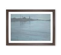 Nocturne in Blue and Silver by James McNeill Whistler Framed Print | A2 Walnut Framed Wall Art | Ready to Hang | Modern Nature Picture | Living Room Bedroom Lounge Office
