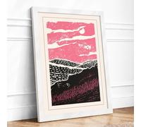 Nocturne Landscape Japandi Framed Wall Art Print A2 (59.4×42cm) White, Wall Decor for Living Room, Bedroom, Office & Home, Ready to Hang, Art Gift