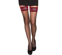 Nocturne - Nylon Black Transparent with a Red Garter 20D Stockings - Fiore - Black - 3