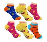 Nod Off Trainer Socks for Women 6 Pairs Fruity Designed Ladies Socks No Show Low Cut Ankle Breathable Running Sports Socks Womens 4-7 Nonslip Casual Athletic (Multicolor Fruity)