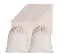 Nodaaiie 10 Pack Cotton Storage Bags with Drawstrings, Canvas Fabric Sacks, Reusable Multipurpose Muslin Bags for Bread, Produce, Shoes, and More(11.9x15.8 Inch)