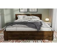 Nodax Double Bed Frame, F11, Solid Pine Wood, Easy Assembly, Sturdy Slats & Extra Support Legs, 4Ft 6In, Walnut Finish