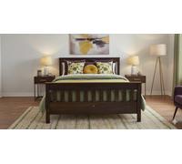 Nodax Double Bed Frame, F16, Solid Pine Wood, Easy Assembly, Sturdy Slats & Extra Support Legs, 4Ft 6In, Walnut Finish