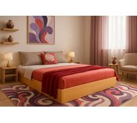 Nodax Double Bed Frame, F9, Solid Pine Wood, Easy Assembly, Sturdy Slats & Extra Support Legs, 4Ft 6In, Alder Finish