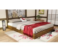 Nodax Double Bed Frame, F9, Solid Pine Wood, Easy Assembly, Sturdy Slats & Extra Support Legs, 4Ft 6In, Oak Finish