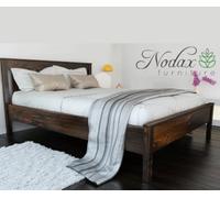 Nodax King Bed Frame Capella, F17, Solid Pine Wood, Easy Assembly, Sturdy Slats & Extra Support Legs, 5Ft, Walnut Finish