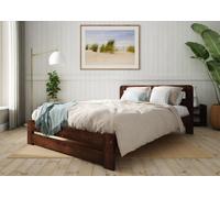 Nodax King Bed Frame, F1, Solid Pine Wood, Easy Assembly, Sturdy Slats & Extra Support Legs, 5Ft, Walnut Finish