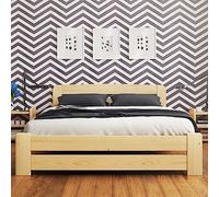 Nodax King Size Bed Frame - European Size Pine Wooden Bed Frame for Adults, F1 Easy Assemble Bed with Sturdy Slats & Extra Four Supportive Legs, Comfortable Bedroom Furniture | 160cm x 200cm (Pine)