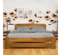 Nodax King Size Bed Frame - European Size Pine Wooden Bed Frame for Adults, F1 Easy Assemble Bed with Sturdy Slats & Extra Four Supportive Legs, Comfortable Bedroom Furniture | 160cm x 200cm (Oak)