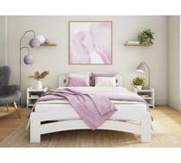Nodax Single Bed Frame, F10, Solid Pine Wood, Easy Assembly, Sturdy Slats & Extra Support Legs, 3Ft, White Finish