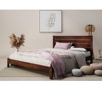 Nodax Single Bed Frame, F15, Solid Pine Wood, Easy Assembly, Sturdy Slats & Extra Support Legs, 3Ft, Walnut Finish