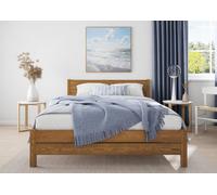 Nodax Single Bed Frame, F3, Solid Pine Wood, Easy Assembly, Sturdy Slats & Extra Support Legs, 3Ft, Oak Finish