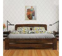 Nodax Small Double Bed Frame - European Size Pine Wooden Bed Frame for Adults, F1 Easy Assemble Bed with Sturdy Slats & Extra Four Supportive Legs, Comfortable Bedroom Furniture | 120cmx200cm (Walnut)