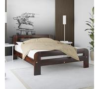 Nodax Small Double Bed Frame - European Size Pine Wooden Bed Frame for Adults, F2 Easy Assemble Bed with Sturdy Slats & Extra Four Supportive Legs, Comfortable Bedroom Furniture | 120cmx200cm (Walnut)