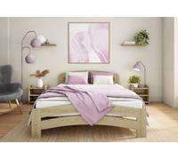 Nodax Small Double Bed Frame, F10, Solid Pine Wood, Easy Assembly, Sturdy Slats & Extra Support Legs, 4Ft, Pine Finish