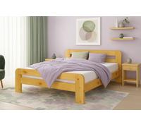 Nodax Small Double Bed Frame, F2, Solid Pine Wood, Easy Assembly, Sturdy Slats & Extra Support Legs, 4Ft, Alder Finish