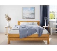 Nodax Small Double Bed Frame, F3, Solid Pine Wood, Easy Assembly, Sturdy Slats & Extra Support Legs, 4Ft, Alder Finish