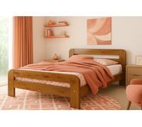 Nodax Super King Bed Frame, F2, Solid Pine Wood, Easy Assembly, Sturdy Slats & Extra Support Legs, 6Ft, Oak Finish
