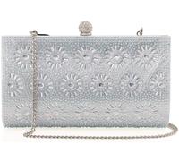 nodeber Women's Evening Handbag Crystals Rhinestone Clutch Purse Beaded Sparkly Shoulder Bag for Wedding Prom, Ab Silver, M