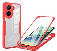 Nodigao compatible for Xiaomi Redmi A5 4G Hard Case Transparent Clear Front and Back for Girls Men Book Silicone PC 360 Grad Design Cover - Red