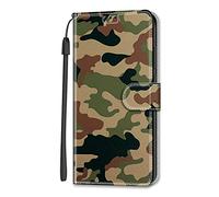 Nodigao for Oppo Reno 13 FS/Oppo Reno 13F 4G 5G Wallet Case for Girls Men Pretty Silicone Leather Animal Pattern Design with Stand Card Slot Kickstand Shockproof Cute Cover Cases - Camouflage