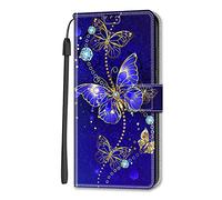 Nodigao for Xiaomi Redmi A5 4G Wallet Case for Girls Men Pretty Silicone Leather Animal Pattern Design with Stand Card Slot Kickstand Shockproof Cute Cover Cases - Butterfly