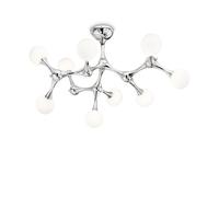 Ideal Lux Nodino 9 Light Semi-Flush Ceiling Fitting in Polished Chrome Finish With White Glass