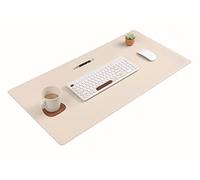 Nodito Dual-Sided Leather Desk Pad,Blotter for Laptop Computer,Mouse Pad,Writing,Drawing,Arts and Craft Mat (17"x35", Beige/Brown)