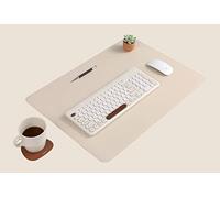 Nodito Dual-Sided Leather Desk Pad,Blotter for Laptop Computer,Mouse Pad,Writing,Drawing,Arts and Craft Mat (17"x24", Beige/Brown)
