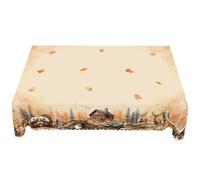 Nodrest 1pc Farmhouse Scenery Round And Rectangular Tablecloths Decorative With Cute Animals And Pumpkin Print Patterns(152X305Cm)