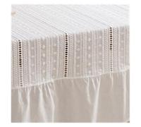 Nodrest 1PC French Ruffle Cotton White Tablecloth Tea Table Decoration Rectangle Cover For Kitchen Wedding Dining Party Decor(White-A,120x160cm)