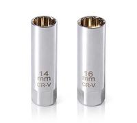 Nodrex 2PCS Spark Plug Socket Set, Ultra Thin 14mm Spark Plug Socket and 16mm Spark Plug Socket, Spark Plug Removal Tool for Car Engine Repair, Steel Tool for Garage Maintenance