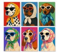 Nodrex 6 Pack Diamond Art Kits for Adults, Graffiti Dog Diamond Art Diamond Painting Kits for Adults with Tools and Canvas, Easy DIY Diamond Art for Adults for Relaxation and Wall Display