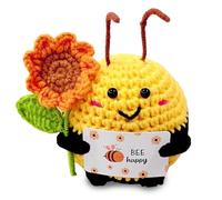 Nodrex Emotional Support Gift Positive Crochet Animals, Bee and Sunflower Handmade Crochet Animals with Good Luck Meaning, Bee Gifts for Women, Mini Plush Doll with Card