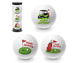 Nodrex Funny Golf Balls, Personalised Golf Balls Happy Birthday Design, Novelty Golf Balls for On Course Play, Fun Golf Gifts and Golf Accessories for Men Boys 3 Pack, 60th Birthday Gifts for Men Dad