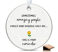 Nodrex Thank You Gift Ceramic Round Plaque with Sunflower Design, Inspirational Appreciation Sign Sometimes People Forget How Amazing They Are, Thank You Gifts for Women, Friends, Colleagues