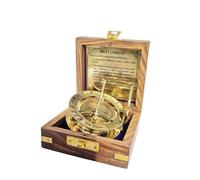 NODYES - Nautical Sundial Compass in Wooden Box - Vintage Marine Pocket Sun Clock, Pirate Ship Gift