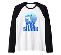 Noe Shark Family Reunion Squad First Last Name Raglan Baseball Tee