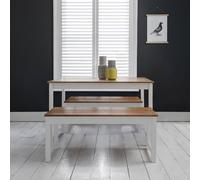 Nöa and Nani Annika Dining Table with 2 Benches Dining Set in Natural Pine & White Nöa and Nani White