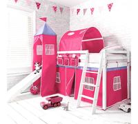 Nöa and Nani Moro Cabin Bed Midsleeper with Slide & Pretty Pink Package in White | Size: Single Nöa and Nani White Single