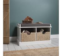 Nöa and Nani Stockholm Storage Bench with 2 Brown Baskets in White Nöa and Nani White