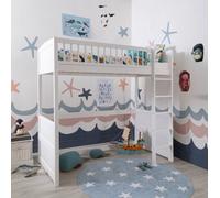 Nöa & Nani Lottie Highsleeper Kids Solid Wood Cabin Bed With Straight Ladder In Classic White
