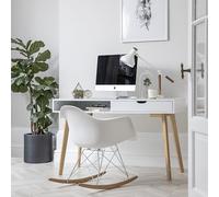 Nöa & Nani Ludvig Home Office Desk Computer Table - Classic White Corner Desk w/Sturdy Legs, Pull-Out Drawer & Open Storage Shelf - Compact Modern Writing Desk for Office, Study & Bedroom